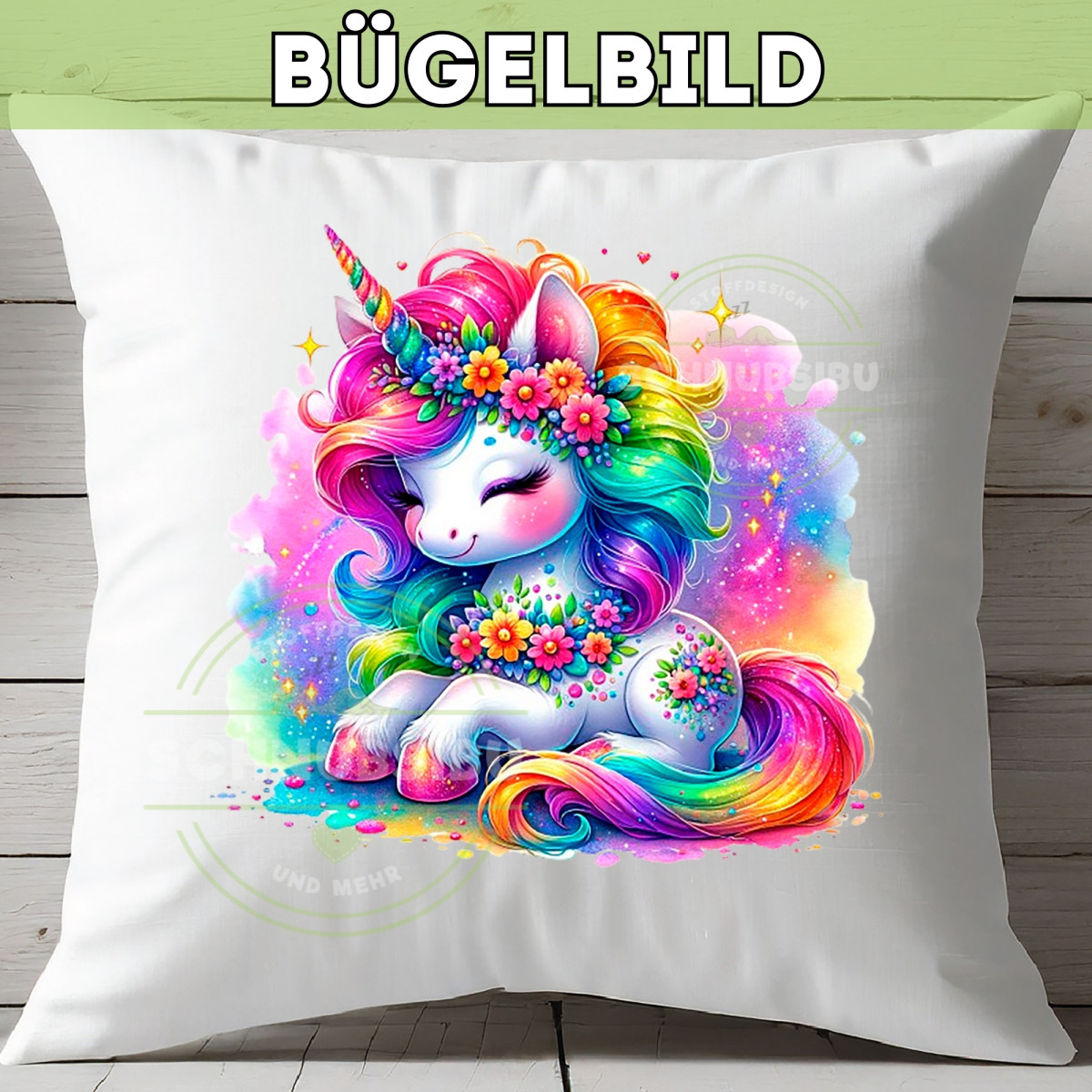 Bügelbild Einhorn Regenbogen Edition Nr. 1